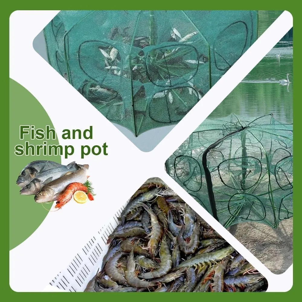 The Magic Foldable Fishing Trap, Auto-Foldable Strengthened Fishing Trap Net Fishing Kit,Fishing Bait Trap Portable Fishing Net for Crab Crayfish Fish Minnow Shrimp