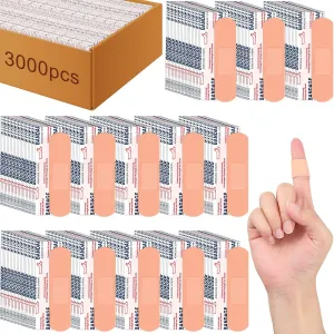 Timgle 3000 Pcs 3/4" x 3" Adhesive Bandages Bulk Waterproof Adhesive Breathable Bandages for Sensitive Skin School Nurses Businesses Travel First Aid Kits Homeless Care Supplies Donations