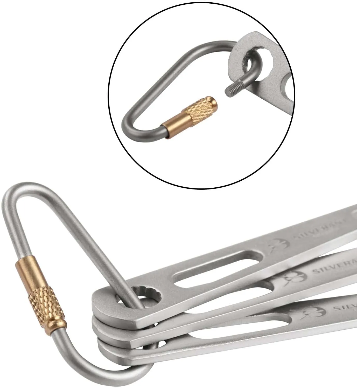 Titanium 3 Piece Cutlery Set, Extra Strong Ultra-Lightweight Durable Knife Fork & Spoon Tableware for Outdoor Camping & Hiking, Comes with Drawstring Bag & Titanium Carabiner
