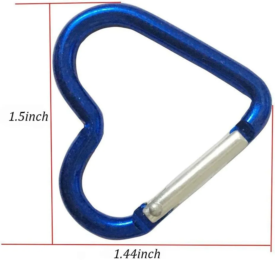 TOPIND 10 Pieces of Heart-Shaped Aluminum Alloy Carabiner Spring snap Keychain Fishing Camping Backpack Accessories