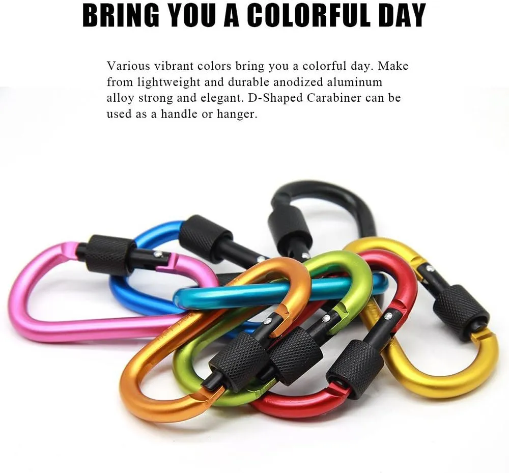 TOPIND 5pcs Locking Carabiner D-Ring Aluminum Screw Spring Clip Lock Carabiner Hook Keychain Buckle Outdoor Carabiner