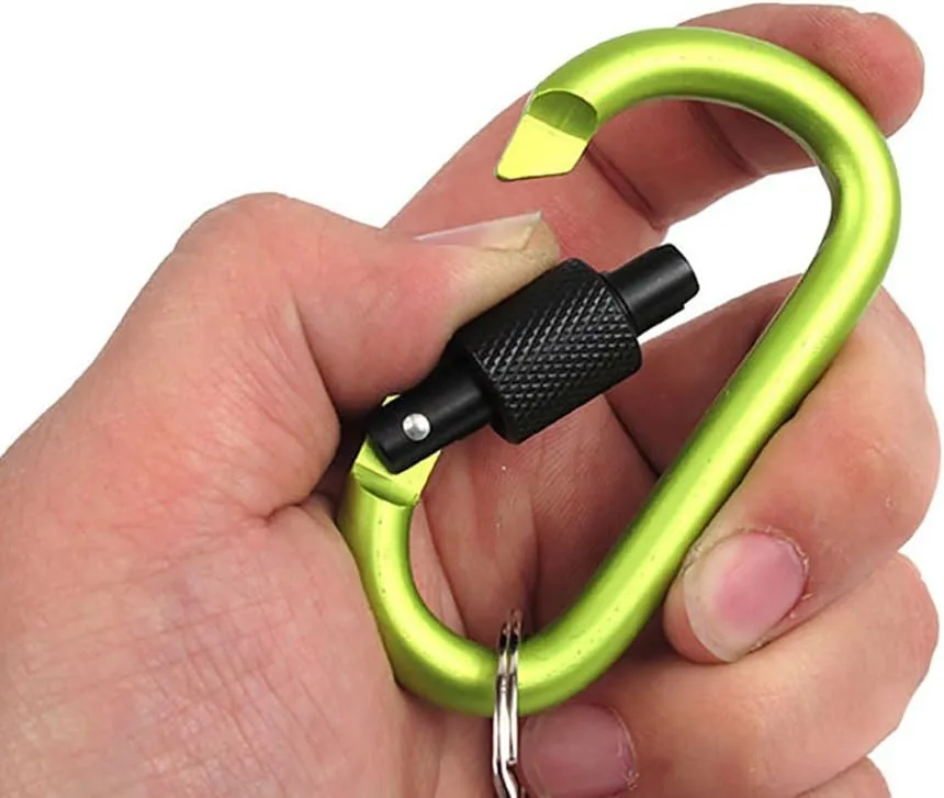 TOPIND 5pcs Locking Carabiner D-Ring Aluminum Screw Spring Clip Lock Carabiner Hook Keychain Buckle Outdoor Carabiner