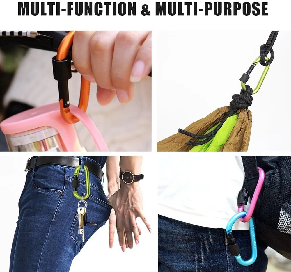 TOPIND 5pcs Locking Carabiner D-Ring Aluminum Screw Spring Clip Lock Carabiner Hook Keychain Buckle Outdoor Carabiner