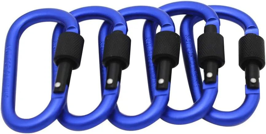 TOPIND 5pcs Locking Carabiner D-Ring Aluminum Screw Spring Clip Lock Carabiner Hook Keychain Buckle Outdoor Carabiner