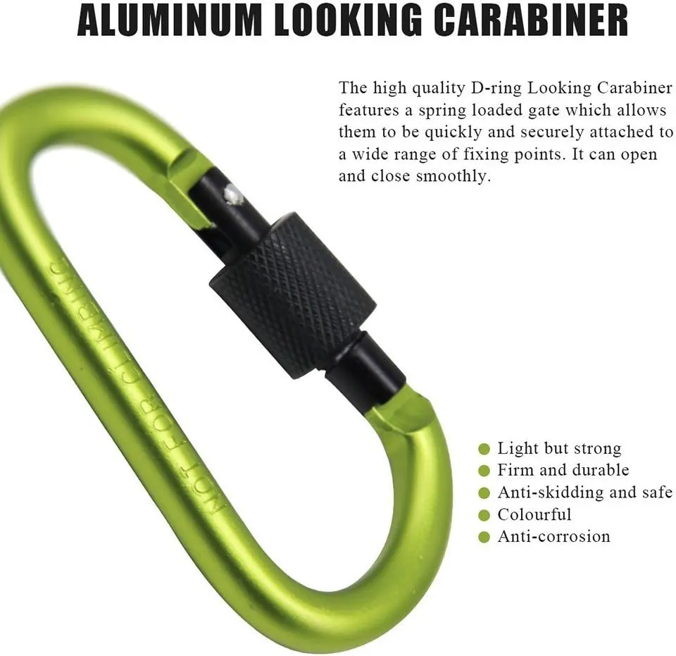 TOPIND 5pcs Locking Carabiner D-Ring Aluminum Screw Spring Clip Lock Carabiner Hook Keychain Buckle Outdoor Carabiner