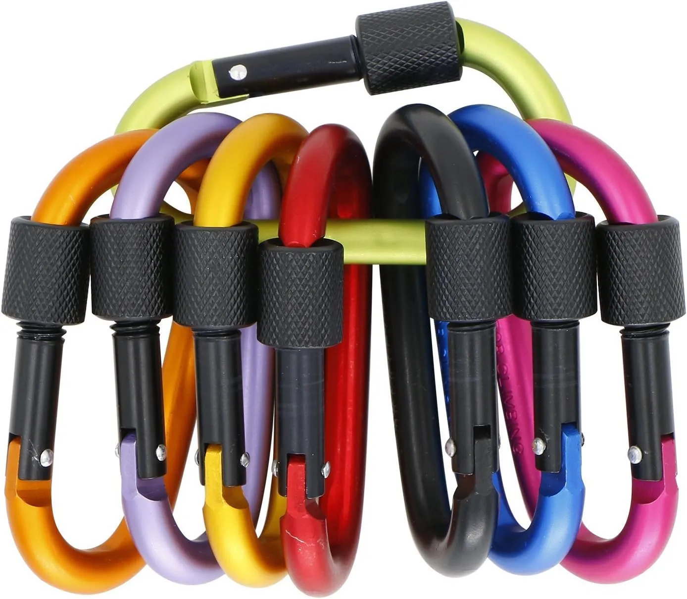 TOPIND 5pcs Locking Carabiner D-Ring Aluminum Screw Spring Clip Lock Carabiner Hook Keychain Buckle Outdoor Carabiner