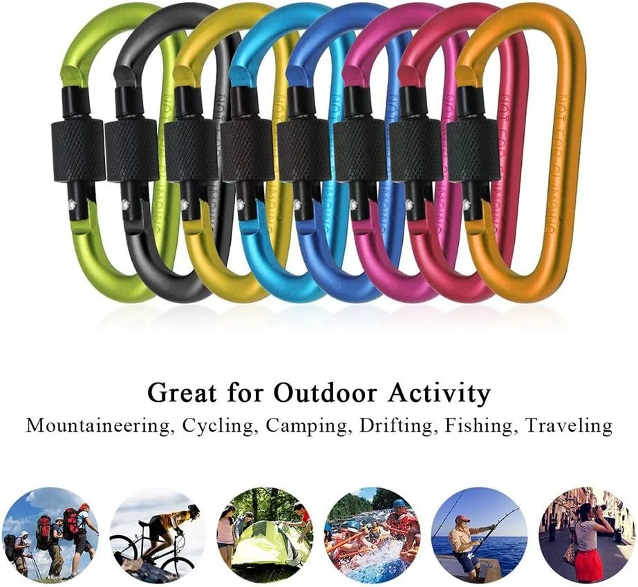 TOPIND 5pcs Locking Carabiner D-Ring Aluminum Screw Spring Clip Lock Carabiner Hook Keychain Buckle Outdoor Carabiner