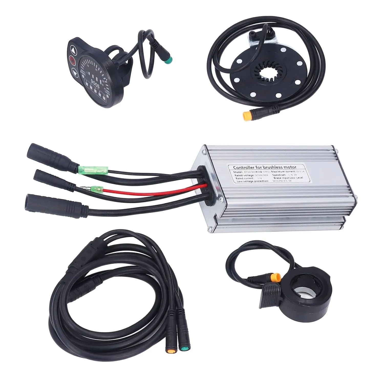 Topyond 36V 48V Ebike Controller Kit,22A Electric Bike Motor Controller with LED900S Panel 1 to 2 Cable Fully Waterproof Kit for Electric Bike Scooter