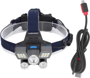 Topyond Outdoor Headlight, Rechargeable Headlamp 9 Levels L2, Outdoor Work Light IPX4 Waterproof for Night Fishing, Running, and More,