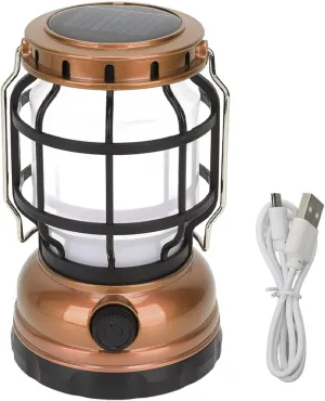 Topyond Portable USB and Solar Charging Camping Lantern,Camping Lights with Concealed Portable Handle,Two Charging Methods for Outdoor(Yellow)