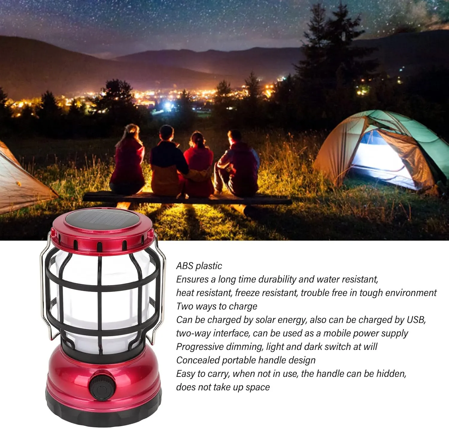 Topyond Rechargeable Solar Camping Lantern - Tent Light for Outdoor Camping, Hiking, and Emergency Situations