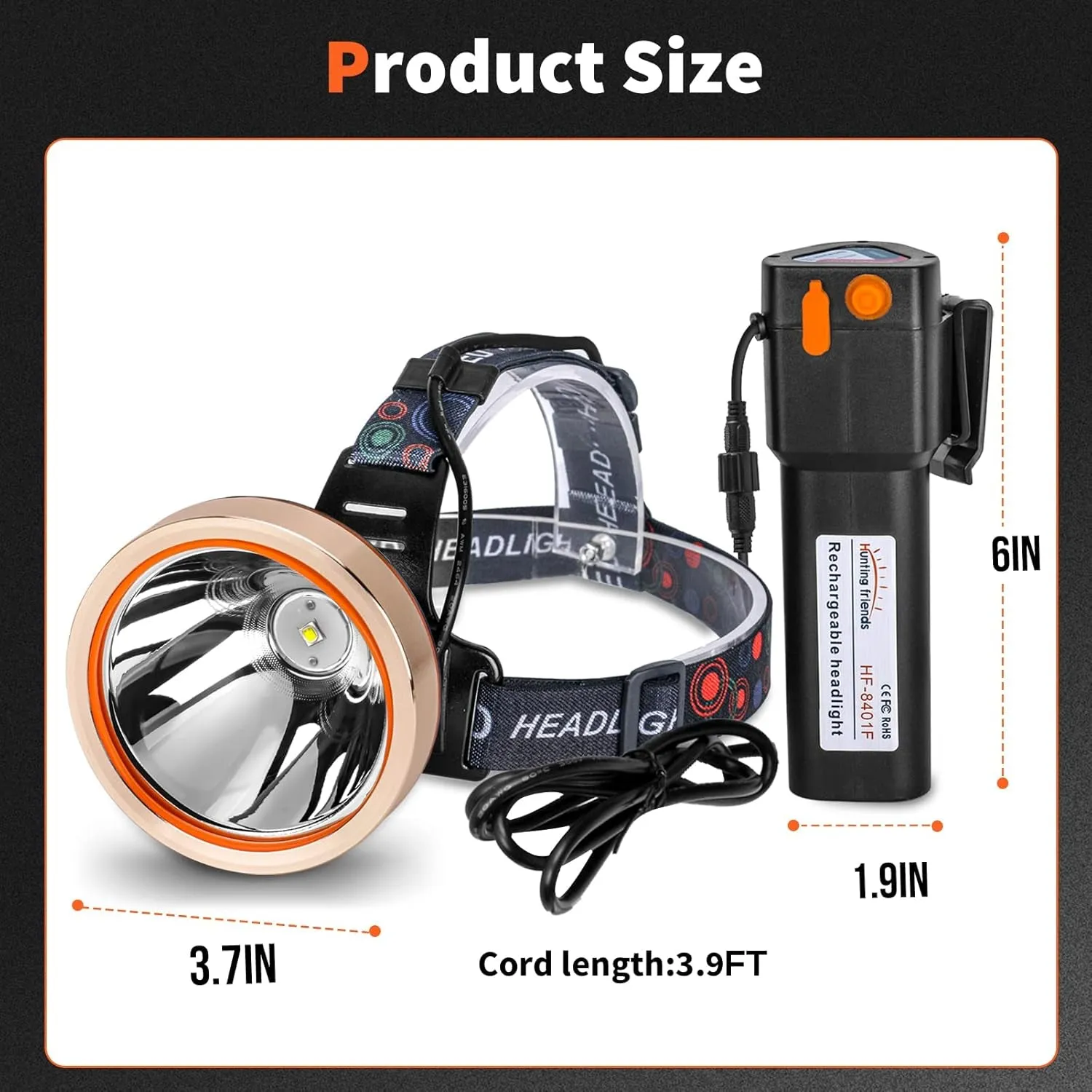 Torch Rechargeable Hiking, Outdoor LED Comfortable Ultra Bright Waterproof Head Wear Power Flashlight, Last-minute sale Adjustable High Fishing, Head Activities, Headlamp for Hands-Free Hunting, Camping, High-efficiency - Emergency,