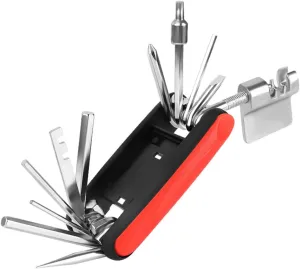 Totority 1Set Multi Function Bicycle Repair Tool Kit with Steel Cycling Screwdriver Wrench Chain Cutter Tire Pry Bar Patch for Mountain Bike Maintenance Red