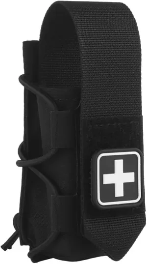 Tourniquet Pouch for SAM XT/CAT/SOF, with Hook Loop Flap for IFAK Quick Pull, or Remove Get Open-Top Elastic Drawstring, Durable Fabric MOLLE Holder Medical Pouch Fit Tactical Vests/Belts/Bag