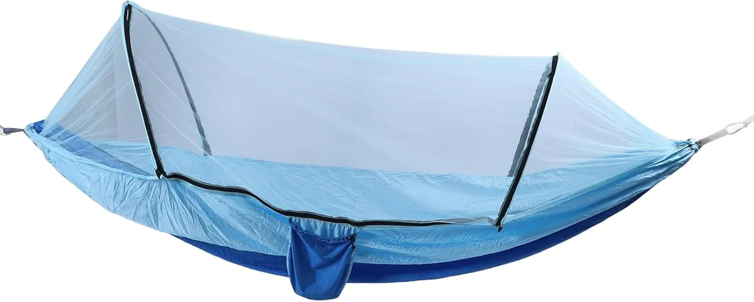 Travel Hammock, Dual Purpose Lightweight Portable Integrated Strong LoadBearing Large Camping Hammock, Easy to Set Up for Backpacking (Royal Blue and Light Blue)