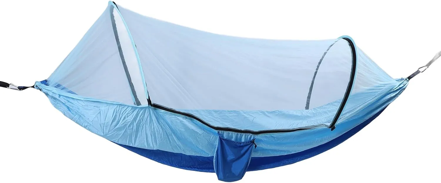 Travel Hammock, Dual Purpose Lightweight Portable Integrated Strong LoadBearing Large Camping Hammock, Easy to Set Up for Backpacking (Royal Blue and Light Blue)