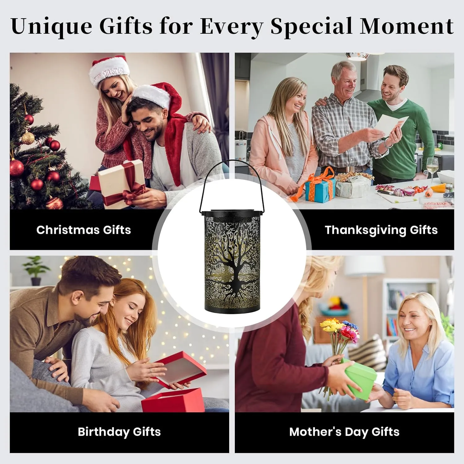 Tree of Life Solar Lanterns Outdoor Waterproof, Mother's Day Birthday Christmas Gifts for Women Mom Grandma, Hanging Solar Lantern Decorative Lights for Garden Yard Patio Pathway Landscape