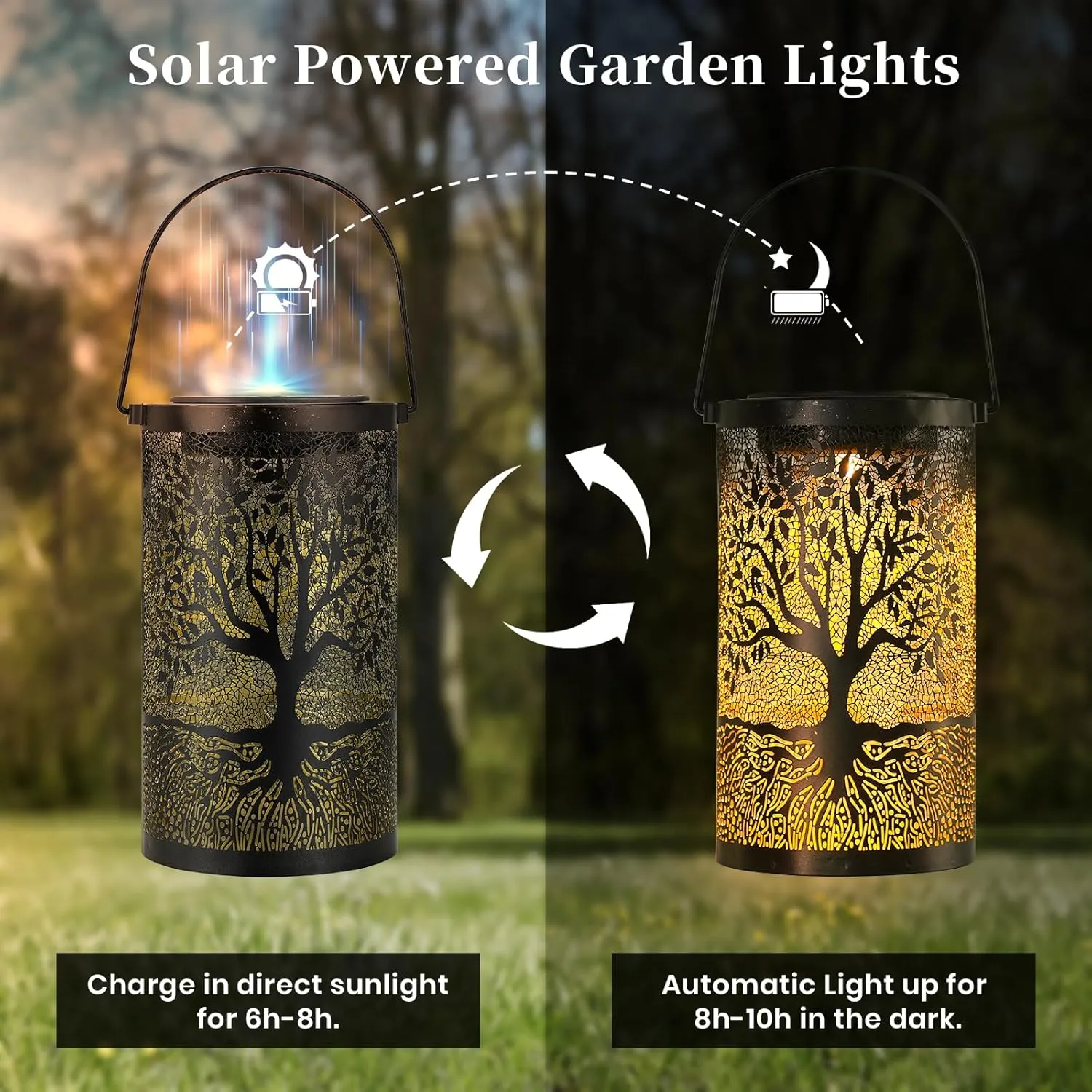 Tree of Life Solar Lanterns Outdoor Waterproof, Mother's Day Birthday Christmas Gifts for Women Mom Grandma, Hanging Solar Lantern Decorative Lights for Garden Yard Patio Pathway Landscape
