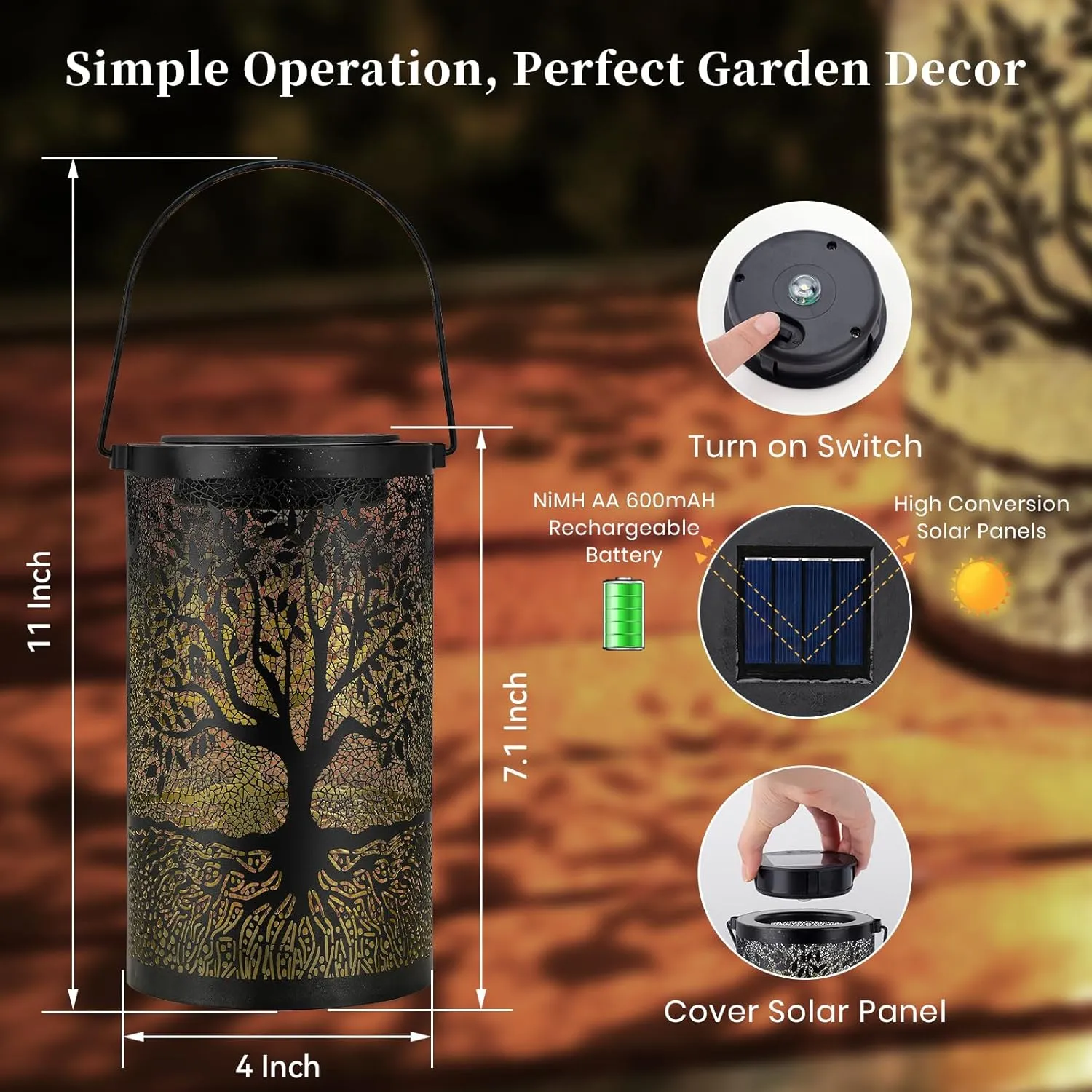 Tree of Life Solar Lanterns Outdoor Waterproof, Mother's Day Birthday Christmas Gifts for Women Mom Grandma, Hanging Solar Lantern Decorative Lights for Garden Yard Patio Pathway Landscape