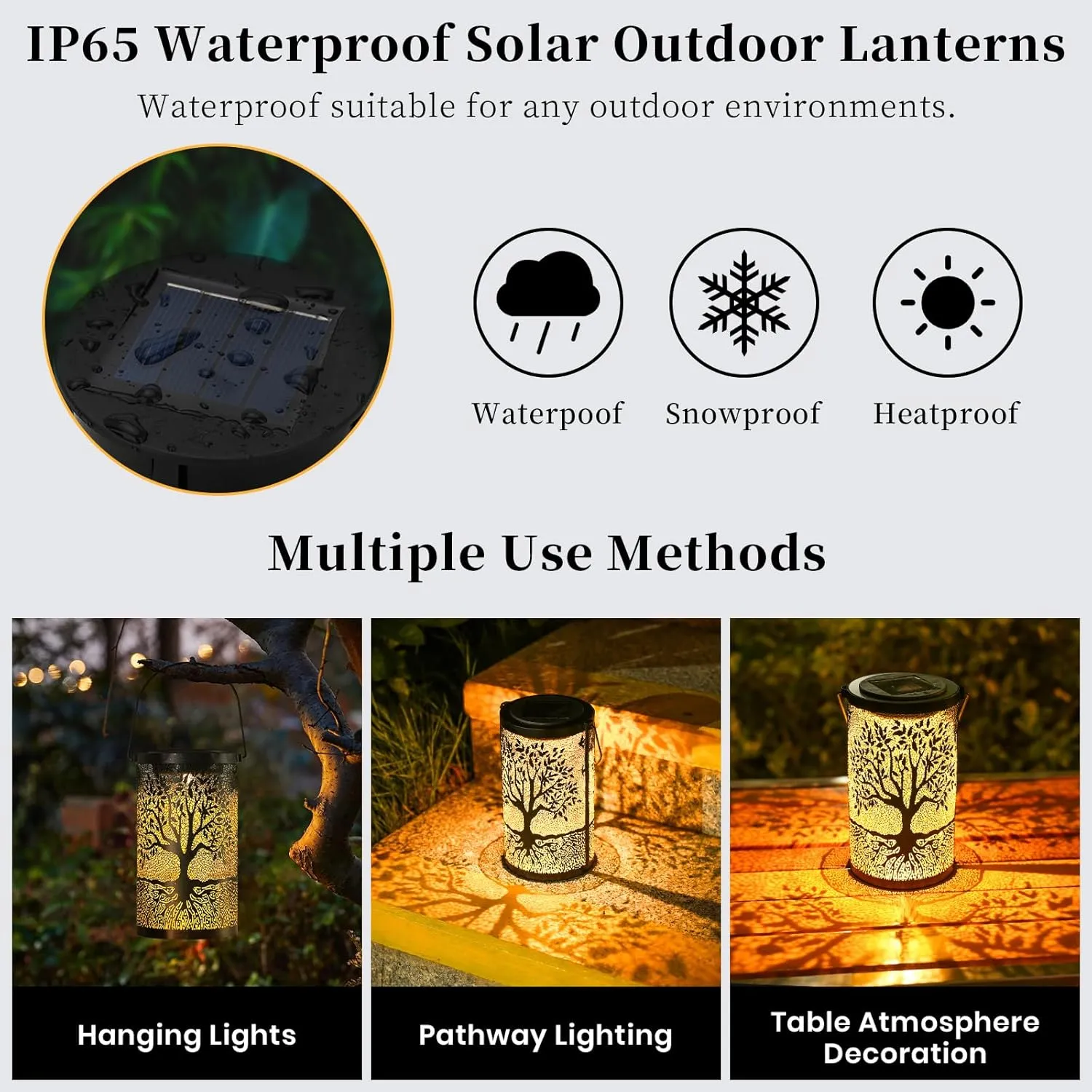 Tree of Life Solar Lanterns Outdoor Waterproof, Mother's Day Birthday Christmas Gifts for Women Mom Grandma, Hanging Solar Lantern Decorative Lights for Garden Yard Patio Pathway Landscape