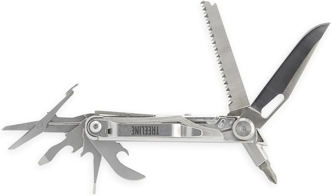 Treeline Multi-Tool – 8-in-1 Compact Outdoor Tool for Hiking, Camping, & Everyday Carry | Lightweight, Durable, Includes Knife, Saw, Can/Bottle Opener, Scissors.