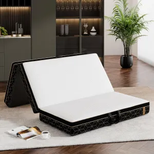 Tri-Fold Memory Foam Mattress Twin - 6 Inch Portable Folding Mattress with Handle & Washable Cover, Floor Bed with Non-Slip Base, Space-Saving for Kids Room, Travel, Guest Bed, Yoga, RV, 75"x38"x6"