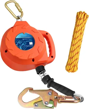 TRSMIMA Fall Protection Retractable Lanyard - 20ft Self-Retracting Fall Arrest Safety Construction Roofing Galvanized Steel Cable Swivel Top