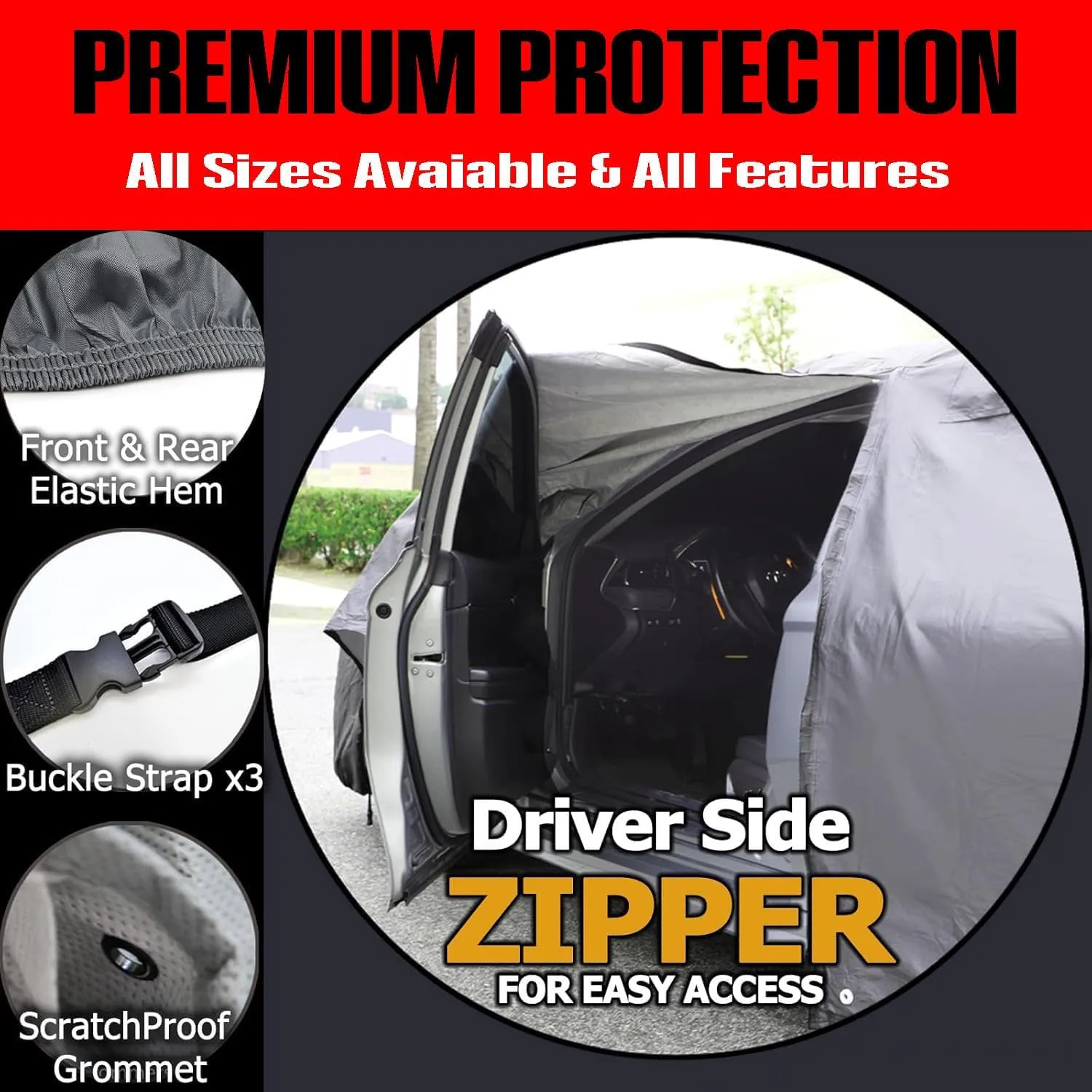Ultimate Protection Car Cover with Soft Inner Cotton All Weather Waterproof Snow Rain Sun UV Resistant for 2006-2025 Jeep Compass - (S3) - Gray