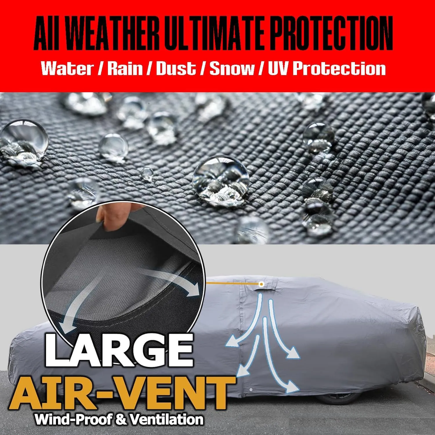Ultimate Protection Car Cover with Soft Inner Cotton All Weather Waterproof Snow Rain Sun UV Resistant for 2006-2025 Jeep Compass - (S3) - Gray