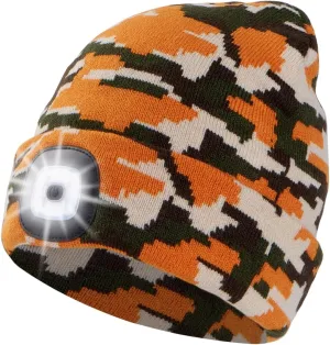 Unisex Beanie Hat with Light, USB Rechargeable LED Headlamp Cap Warm Knit Hats for Winter Safety，Gifts for Men Women Dad