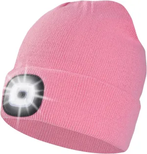 Unisex Beanie Hat with Light, USB Rechargeable LED Headlamp Cap Warm Knit Hats for Winter Safety，Gifts for Men Women Dad