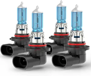 Upgraded Halogen Headlight Bulbs for Dodge Journey 2009 2010 2011 2012 2013 2014 2015 2016 2017 2018 2019, 9005 High Beam 9006 Low Beam, 6000K White, 300% Brightness, 55W, Plug N Play, Pack of 4