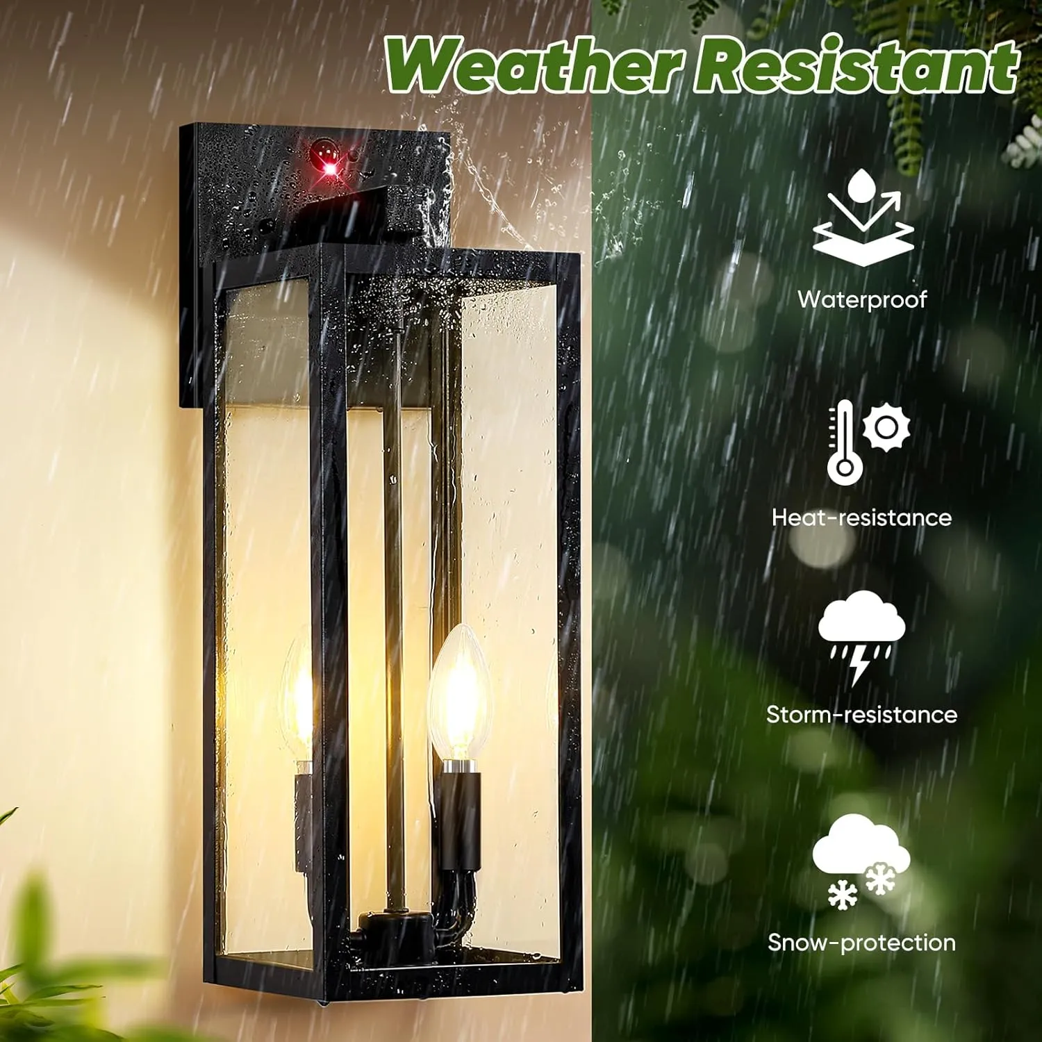 Upgraded Motion Sensor Outdoor Wall Light, 18” Large Dusk to Dawn Porch Light Outdoor Wall Sconce Lantern, 3 Lighting Modes Exterior Lighting Fixture Wall Mount, Outside Light for House Garage, Black