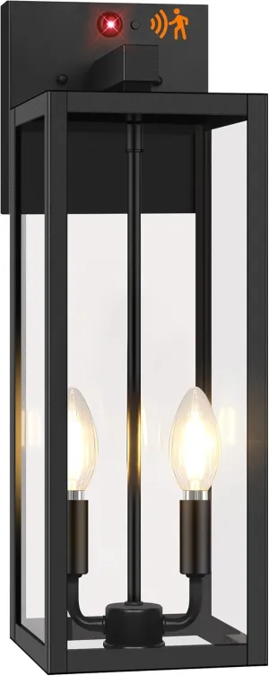 Upgraded Motion Sensor Outdoor Wall Light, 18” Large Dusk to Dawn Porch Light Outdoor Wall Sconce Lantern, 3 Lighting Modes Exterior Lighting Fixture Wall Mount, Outside Light for House Garage, Black