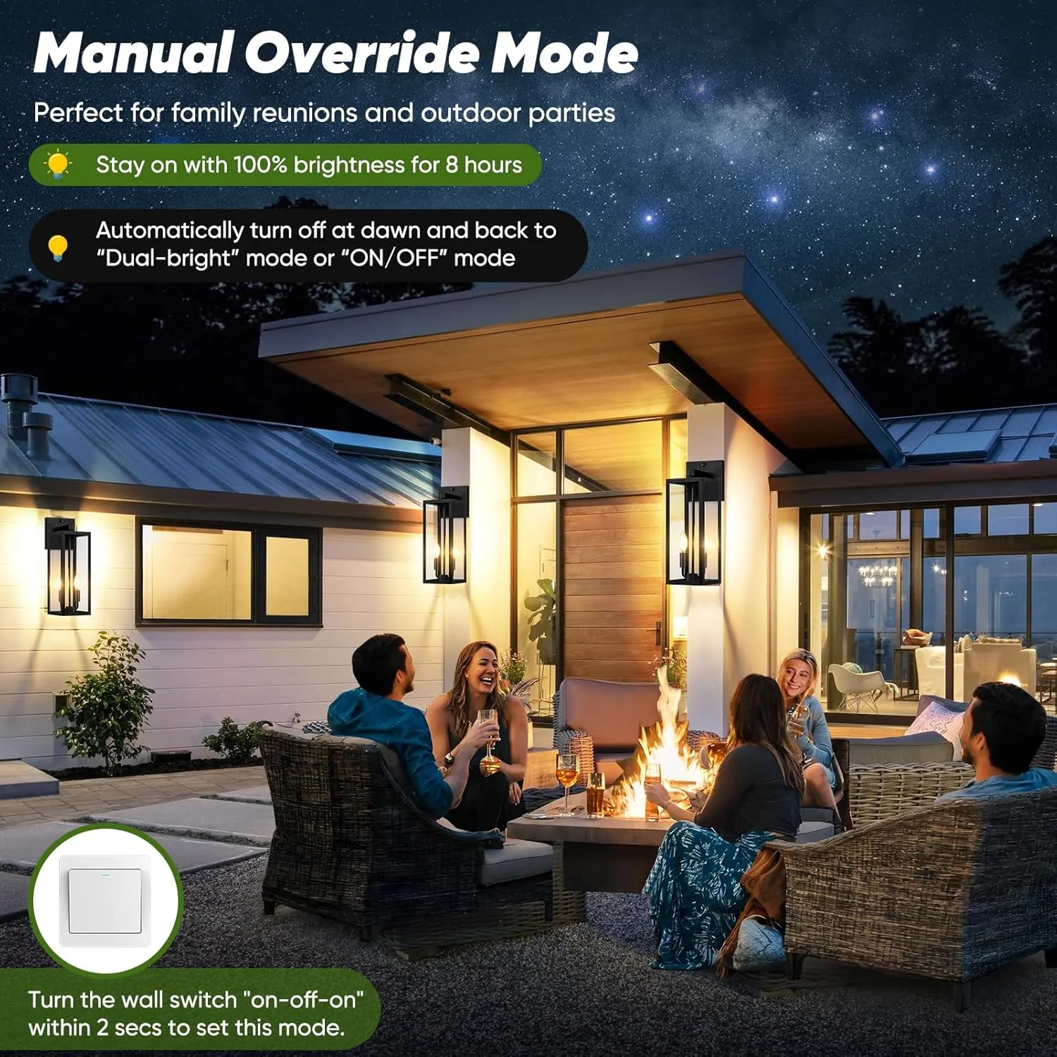 Upgraded Motion Sensor Outdoor Wall Light, 18” Large Dusk to Dawn Porch Light Outdoor Wall Sconce Lantern, 3 Lighting Modes Exterior Lighting Fixture Wall Mount, Outside Light for House Garage, Black
