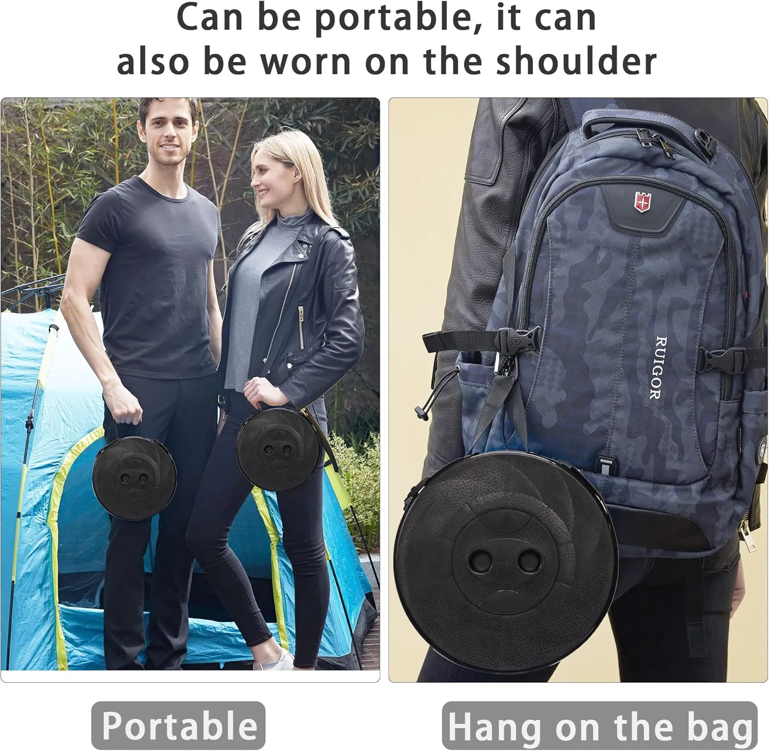 Upgraded Telescoping Stool Collapsible Stool with Seat Cushion & Bag, Retractable Folding Camping Stool for Adults Max Load 500lbs More Sturdy Lightweight for Fishing Hiking Gardening (Black-s)