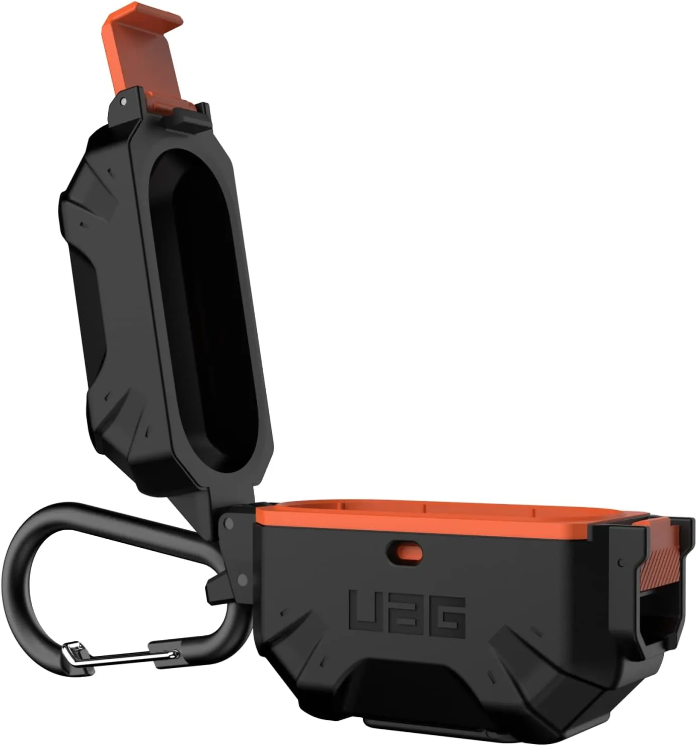 URBAN ARMOR GEAR UAG Designed for AirPod Case Black Orange (3rd Generation, 2021) Durable Protective Soft-Touch Silicone with Detachable Carabiner, Pathfinder