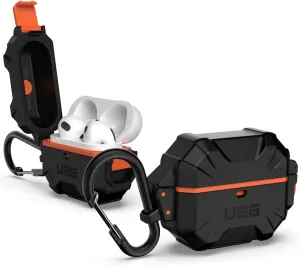 URBAN ARMOR GEAR UAG Designed for AirPod Case Black Orange (3rd Generation, 2021) Durable Protective Soft-Touch Silicone with Detachable Carabiner, Pathfinder