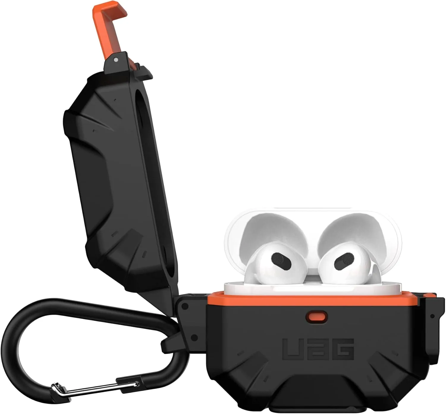 URBAN ARMOR GEAR UAG Designed for AirPod Case Black Orange (3rd Generation, 2021) Durable Protective Soft-Touch Silicone with Detachable Carabiner, Pathfinder