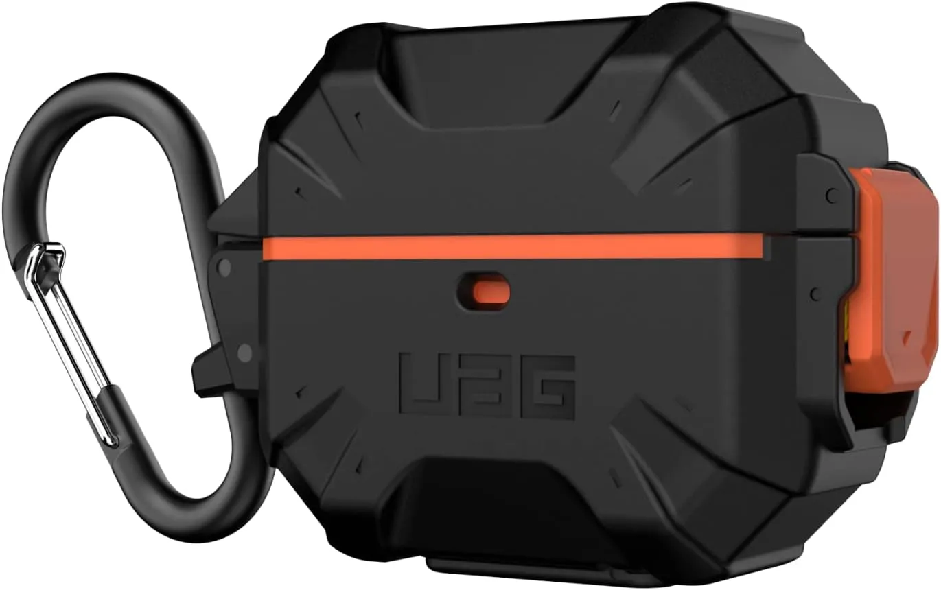 URBAN ARMOR GEAR UAG Designed for AirPod Case Black Orange (3rd Generation, 2021) Durable Protective Soft-Touch Silicone with Detachable Carabiner, Pathfinder