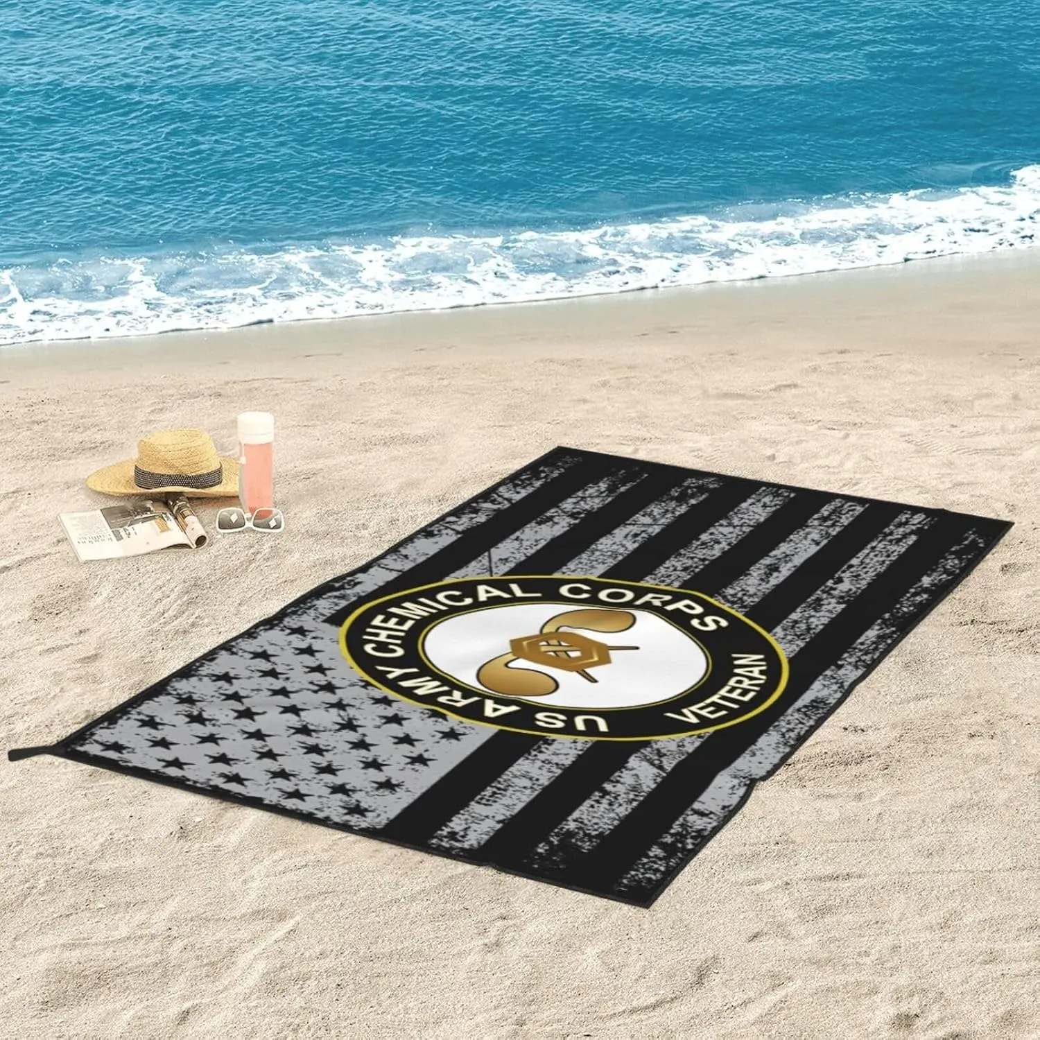 Us Army Chemical Corps Vetera Beach Towel & Bath Towel - Quick Dry, Extra Large, Lightweight, Sand Free - Highly Absorbent Microfiber Towels for Pool, Swimming, Gym, Travel