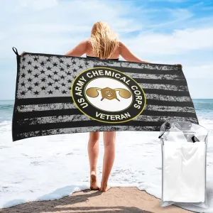 Us Army Chemical Corps Vetera Beach Towel & Bath Towel - Quick Dry, Extra Large, Lightweight, Sand Free - Highly Absorbent Microfiber Towels for Pool, Swimming, Gym, Travel