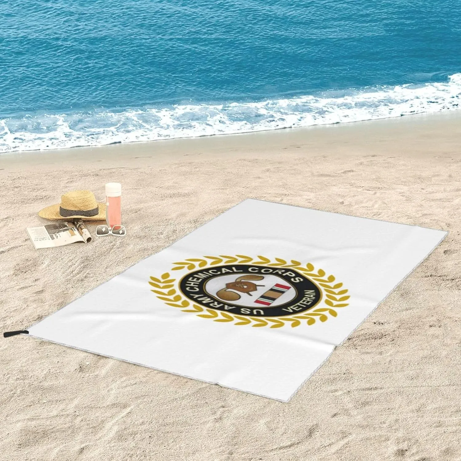 US Army Veteran Chemical Corps Beach Towel & Bath Towel - Quick Dry, Extra Large, Lightweight, Sand Free - Highly Absorbent Microfiber Towels for Pool, Swimming, Gym, Travel
