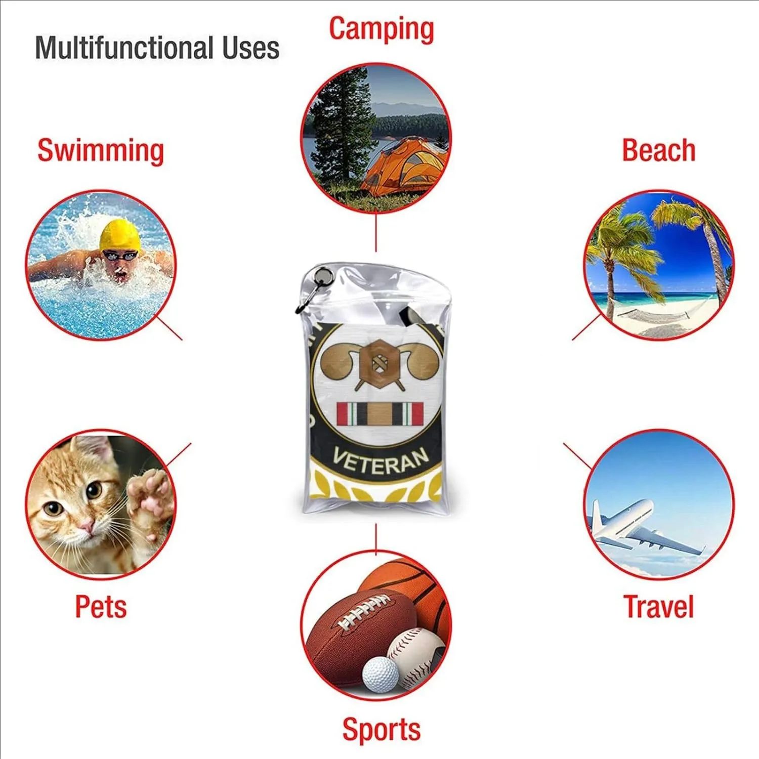 US Army Veteran Chemical Corps Beach Towel & Bath Towel - Quick Dry, Extra Large, Lightweight, Sand Free - Highly Absorbent Microfiber Towels for Pool, Swimming, Gym, Travel