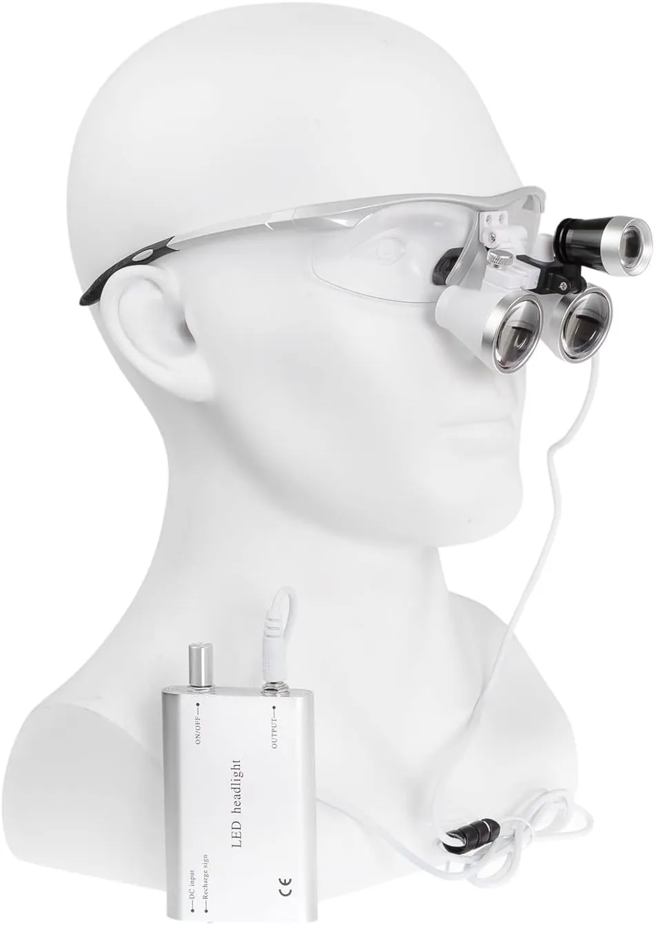 US Stock 3.5x420mm Anti-Fog Binocular Loupes with LED Headlight Headlamp Adjustable Distance Large View Cloth Bag (Silver)