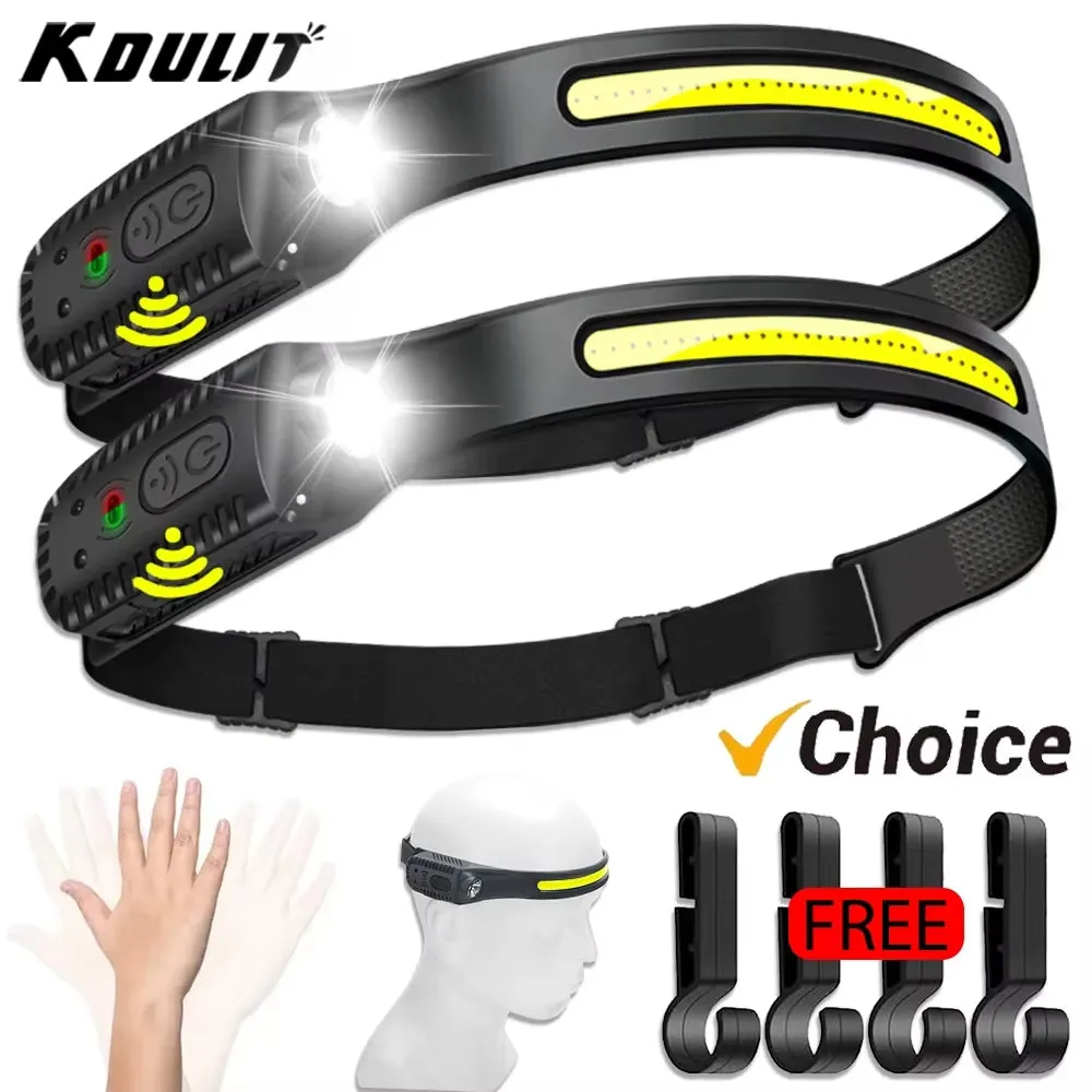 USB Rechargeable LED Headlamp – 230° Wide Beam with Motion Sensor & 5 Light Modes