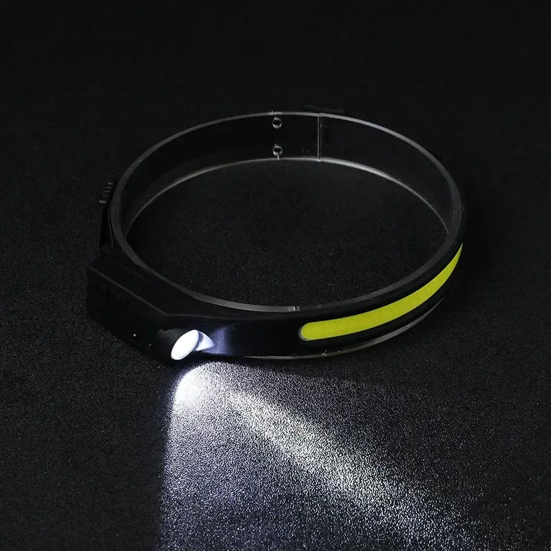 USB Rechargeable LED Headlamp, Sensor Head Torch for Camping, Fishing, Outdoor Activities - Built-in Battery Flashlight