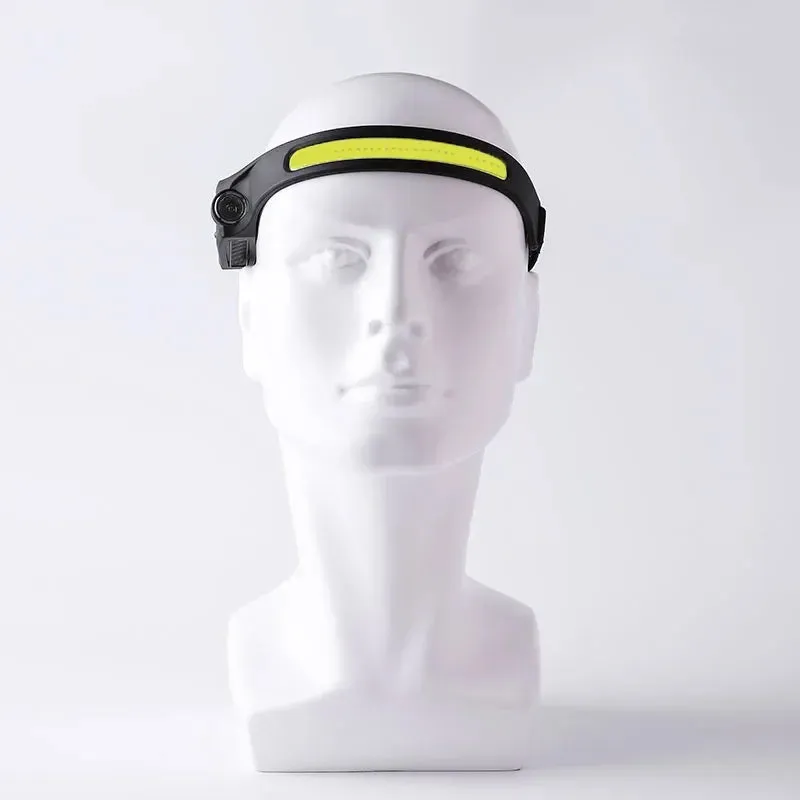 USB Rechargeable LED Headlamp, Sensor Head Torch for Camping, Fishing, Outdoor Activities - Built-in Battery Flashlight