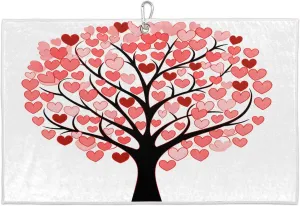 Valentine's Day Love Tree Golf Towel with Heavy Duty Carabiner Clip Quick Dry Ultra Absorbent Club Ball Cleaning Towel Golf Accessories for Men Women