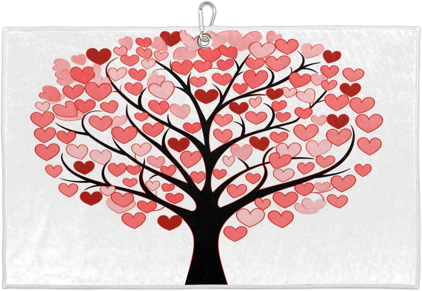 Valentine's Day Love Tree Golf Towel with Heavy Duty Carabiner Clip Quick Dry Ultra Absorbent Club Ball Cleaning Towel Golf Accessories for Men Women